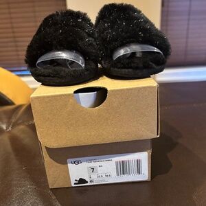 TODDLER UGG FLUFF YEAH METALLIC SPARKLE SLIPPERS SIZE 7C